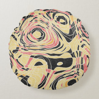 Abstract line geo pattern, topographical design. round cushion