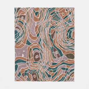 Abstract Line Geo Topographical Pattern Fleece Blanket