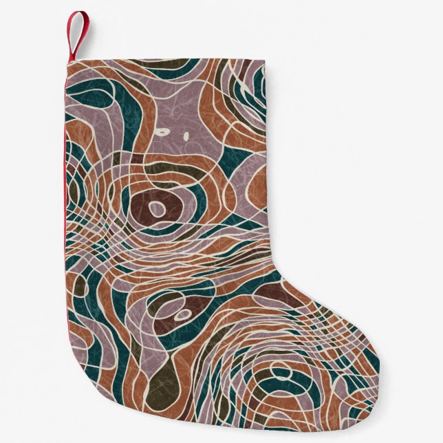 Abstract Line Geo Topographical Pattern Small Christmas Stocking (Front)