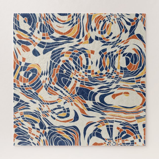 Abstract line geo, topographical seamless pattern. jigsaw puzzle (Vertical)