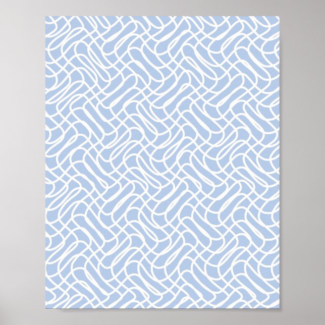 Abstract Line Pattern Baby Blue Poster (Front)