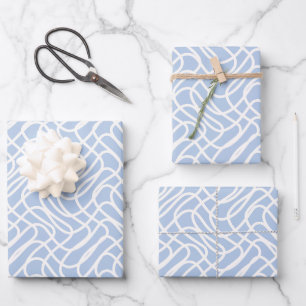 Abstract Line Pattern Baby Blue Wrapping Paper Sheet