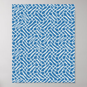 Abstract Line Pattern Blue Poster