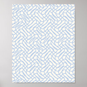 Abstract Line Pattern Light Blue And Cream White Poster