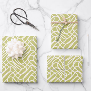 Abstract Line Pattern Lime Green Wrapping Paper Sheet
