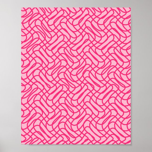 Abstract Line Pattern Preppy Pink Poster (Front)