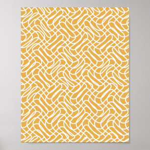 Abstract Line Pattern Preppy Yellow Poster