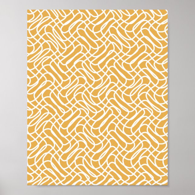 Abstract Line Pattern Preppy Yellow Poster (Front)