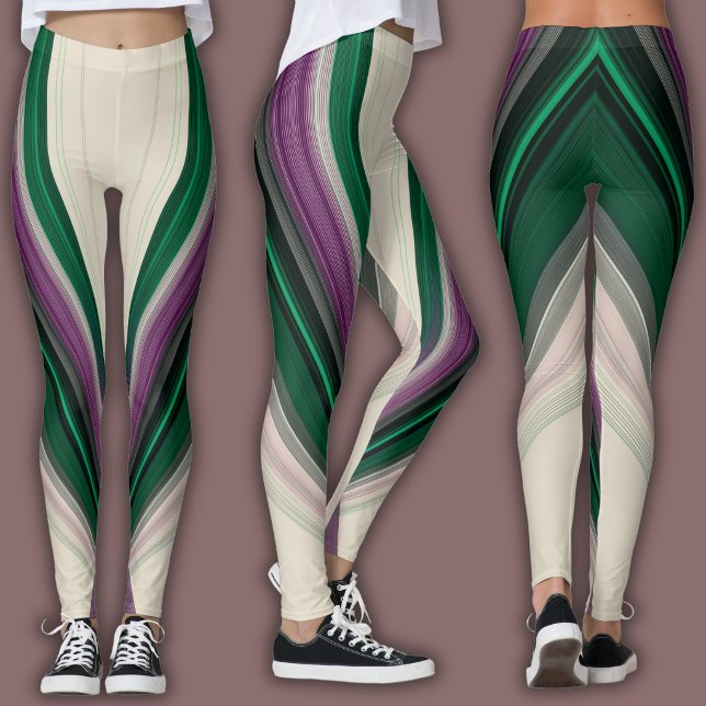 Abstract Line Pattern | Purple & Teal Leggings (Creator Uploaded)