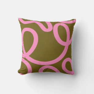 Abstract Line Pink And Olive Green Cushion