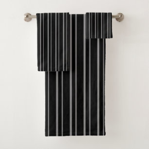 Abstract line striped modern pattern print black g bath towel set