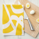 Abstract Line Yellow Tea Towel<br><div class="desc">Abstract Shapes – Striped Pattern – yellow background with white lines.</div>