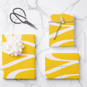 Abstract Line Yellow Wrapping Paper Sheet