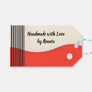 Abstract Linear Modern Art in Black & Orange Gift Tags
