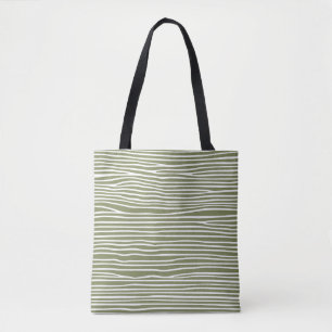 Abstract lined modern olive green tote bag