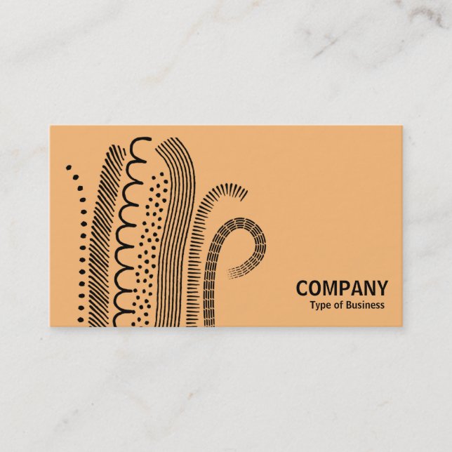 Abstract Lines 01- Black on Light Orange Business Card (Front)