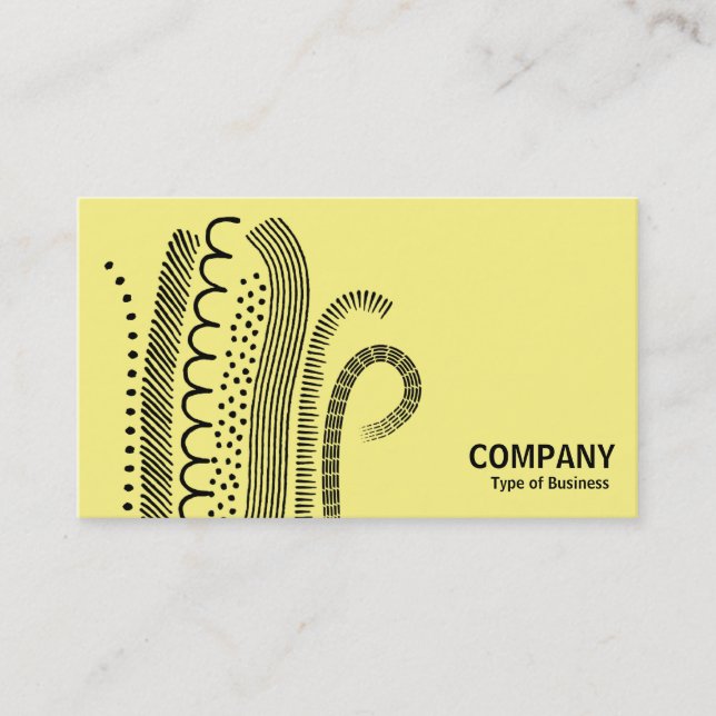 Abstract Lines 01- Black on Pale Yellow Business Card (Front)