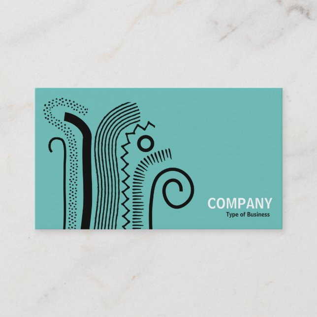 Abstract Lines 02- Black on Light Teal Business Card (Front)