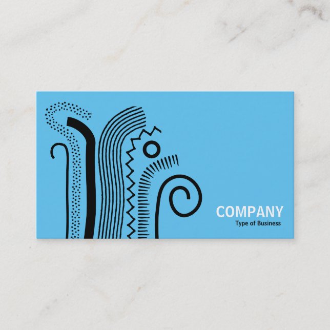 Abstract Lines 02- Black on Sky Blue Business Card (Front)
