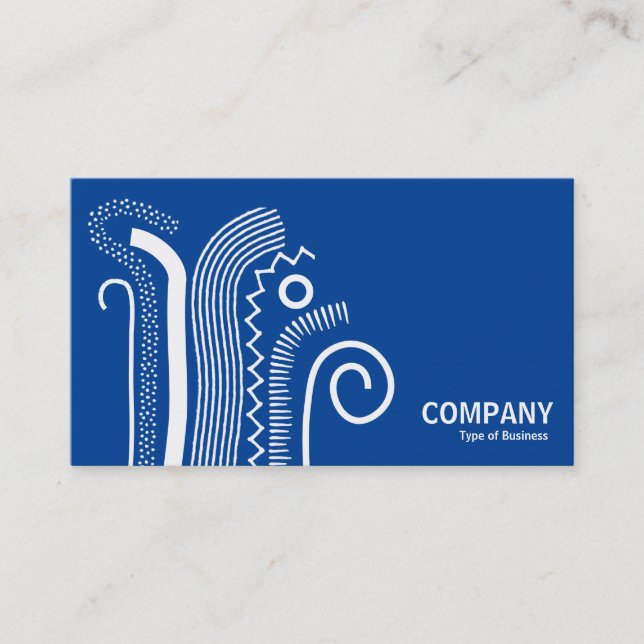 Abstract Lines 02- White on Deep Blue Business Card (Front)
