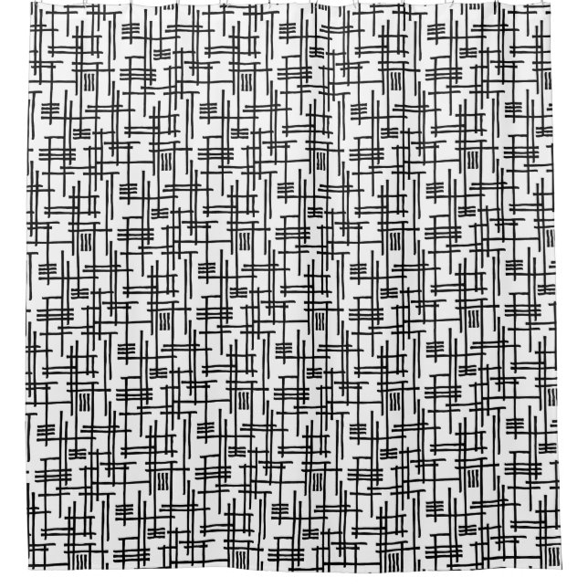 Abstract Lines 120923 - Black on White Shower Curtain (Front)
