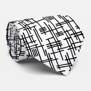 Abstract Lines 120923 - Black on White Tie