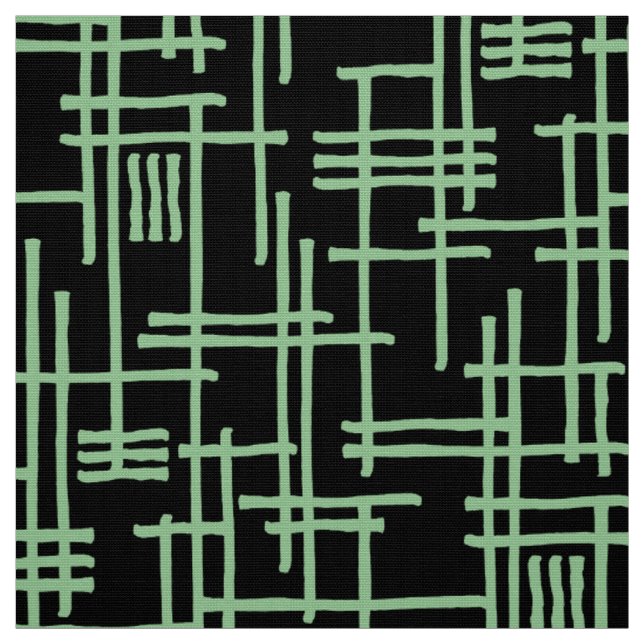 Abstract Lines 120923 - Faded Green on Black Fabric (Swatch)