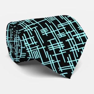 Abstract Lines 120923 - Ice Blue on Black Tie