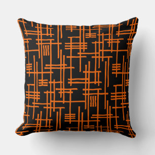 Abstract Lines 120923 - Orange on Black Cushion