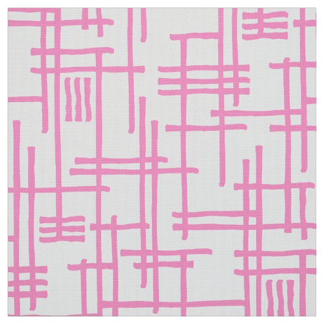 Abstract Lines 120923 - Pink on White Fabric (Swatch)