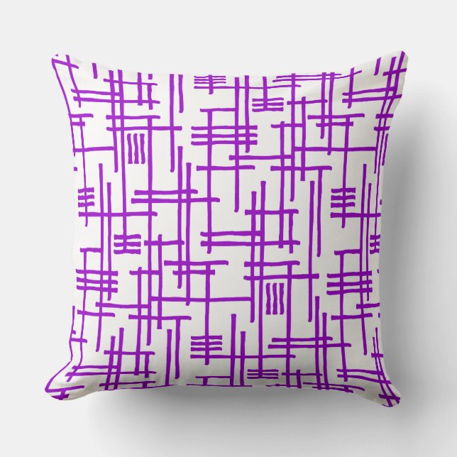 Abstract Lines 120923 - Purple on White Cushion (Front)