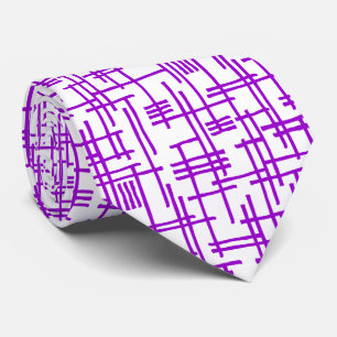 Abstract Lines 120923 - Purple on White Tie