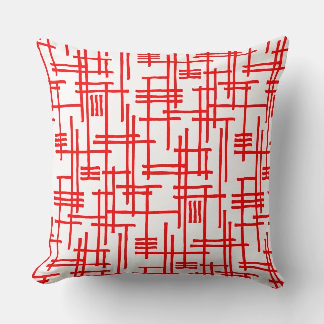 Abstract Lines 120923 - Red on White Cushion (Front)