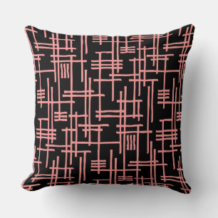 Abstract Lines 120923 - Soft Pink on Black Cushion