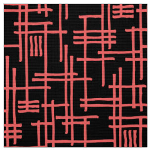 Abstract Lines 120923 - Tropical Pink on Black Fabric