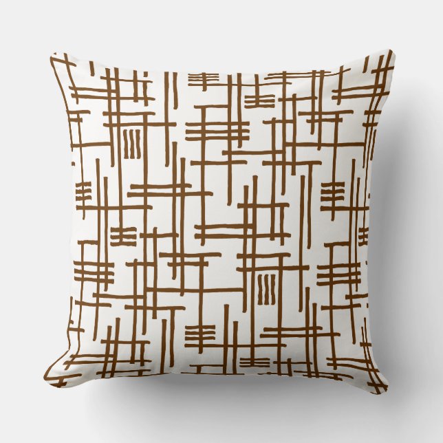 Abstract Lines 120923 - Walnut on White Cushion (Front)