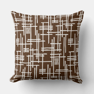 Abstract Lines 120923 - White on Brown Cushion