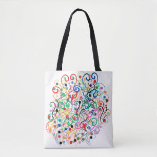 abstract lines and dots tote bag
