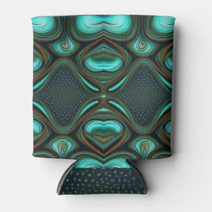 Abstract Lines Black Gold Turquoise Art Can Cooler