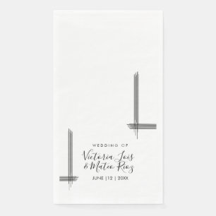 Abstract Lines Black White Modern Wedding  Napkin