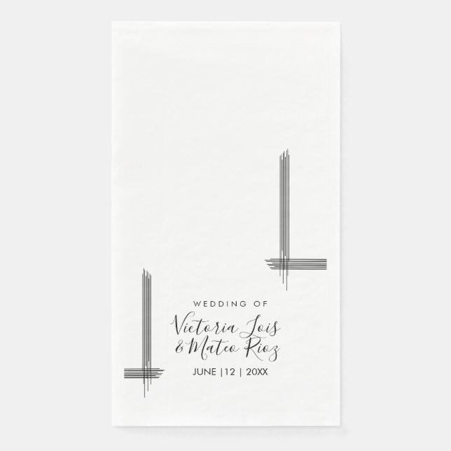 Abstract Lines Black White Modern Wedding  Napkin (Front)