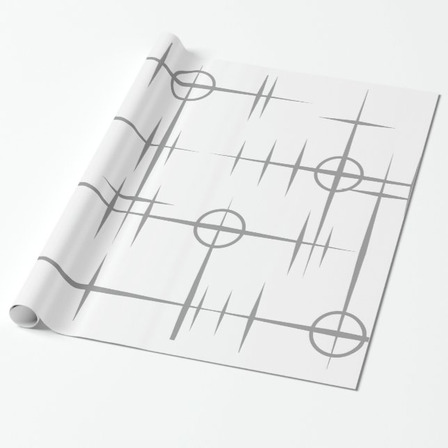 Abstract Lines circles Grey Pattern Wrapping Paper (Unrolled)