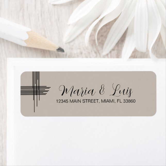 Abstract Lines Earthy Wedding Label (Insitu)