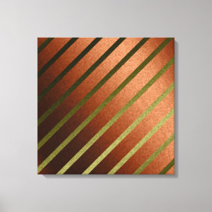 Abstract Lines Faux Orange Yellow Foil Canvas Art