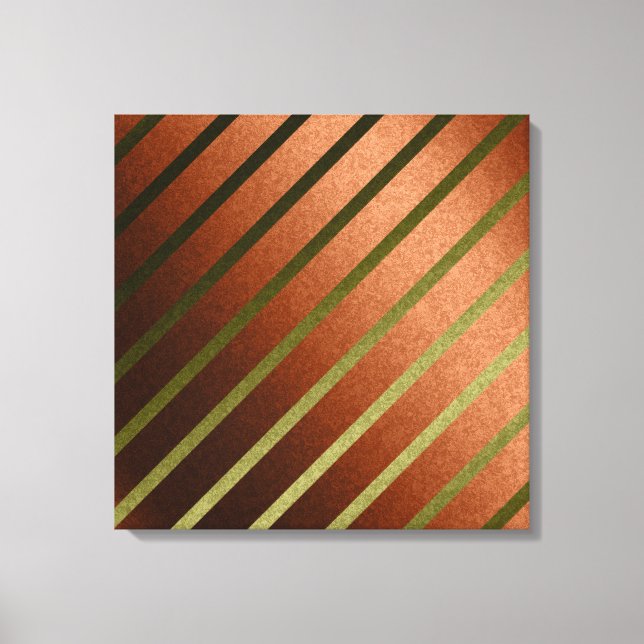 Abstract Lines Faux Orange Yellow Foil Canvas Art (Front)