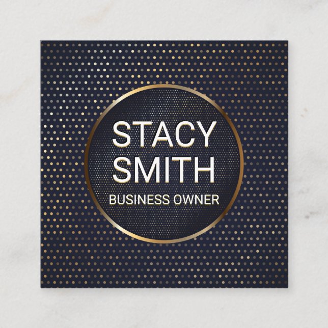 Abstract Lines | Gold Speckled Banner Square Business Card (Front)