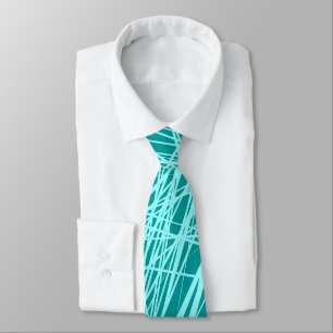 Abstract Lines - Ice Blue on 009999 Tie