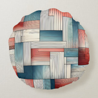 Abstract Lines in Harmony Round Cushion