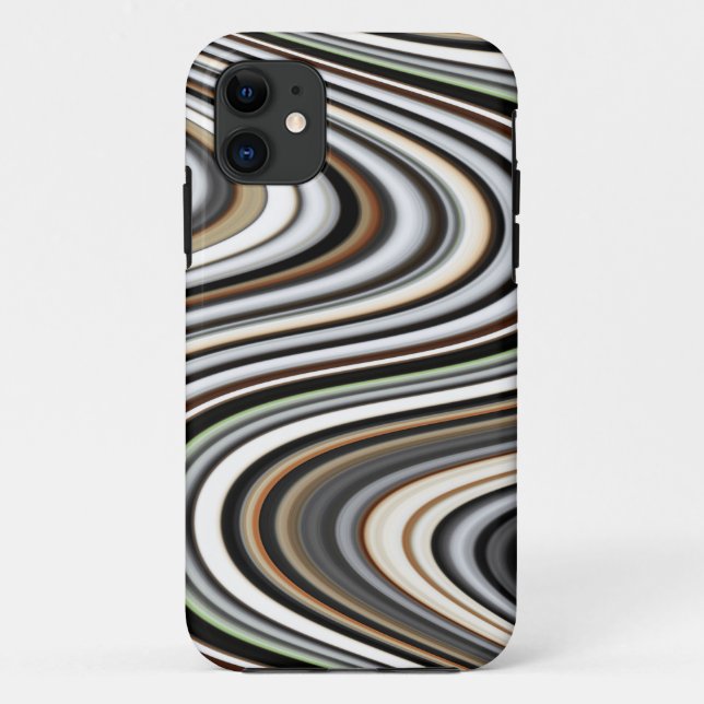 Abstract Lines in Light Brown/Beige/Turquoise Blue Case-Mate iPhone Case (Back)