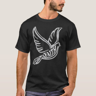 Abstract Lines of Dove with Faith in the Body T-Shirt